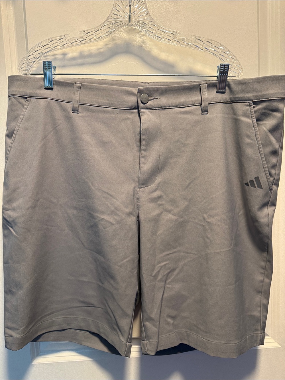 adidas Men's Flat Front Golf Shorts in Light Gray